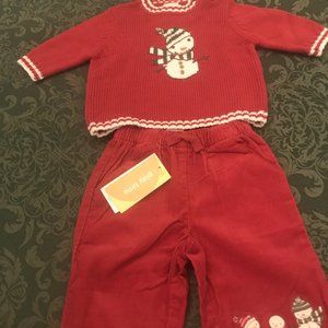 NWT gymboree snowmen sweater pants 0-3 m 1st xmas